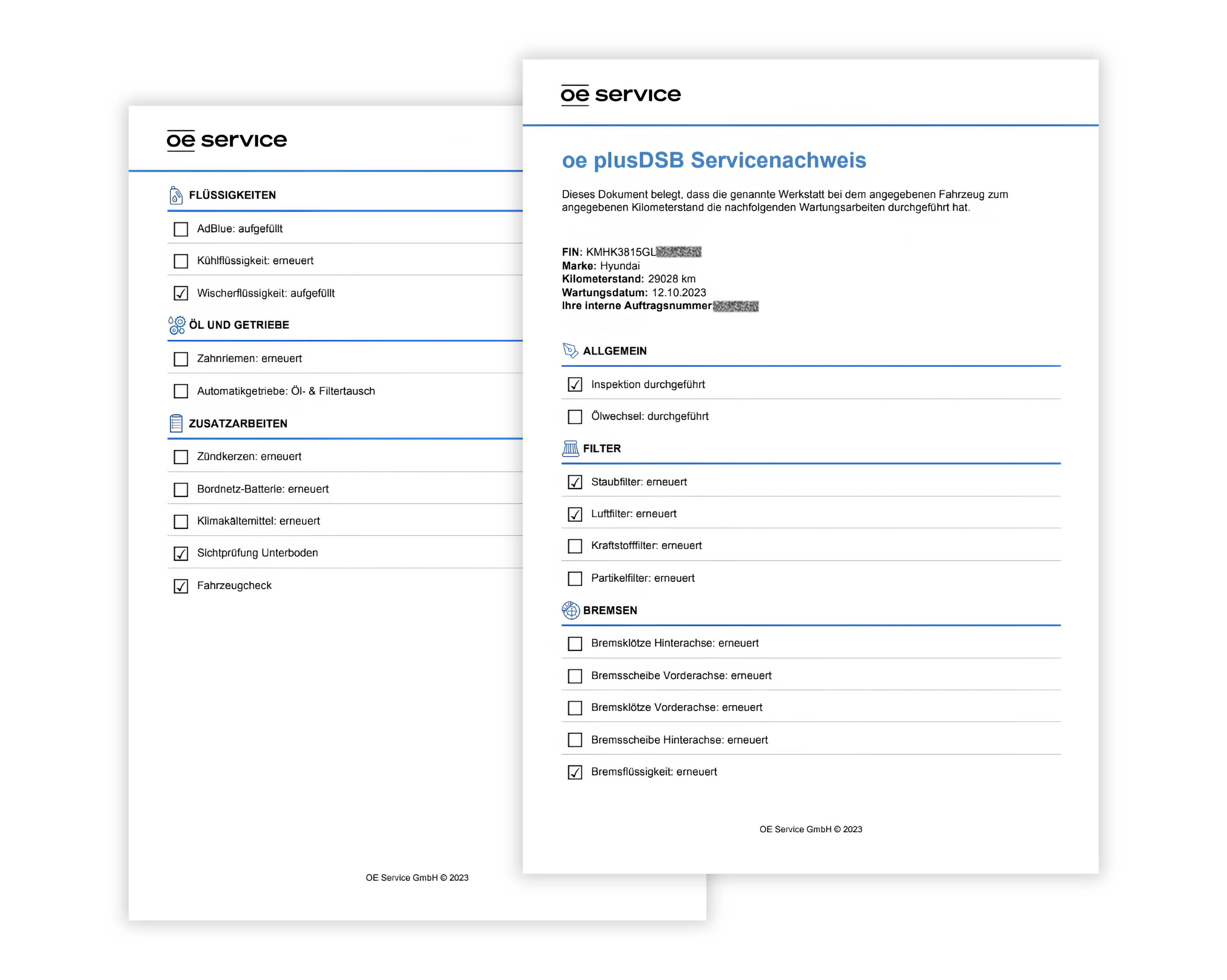 Screenshot einer Webseite mit dem Servicenachweis eines Fahrzeugs, mit Wartungshistorie für Maxus, einschließlich Servicedaten, Kilometerstand und durchgeführten Arbeiten bei jedem Besuch.